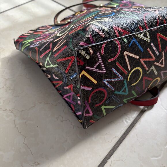 Calvin Klein Purse Dilan Shoulder Bag Colorful Logo Red Brown Medium Multicolor - Picture 12 of 15